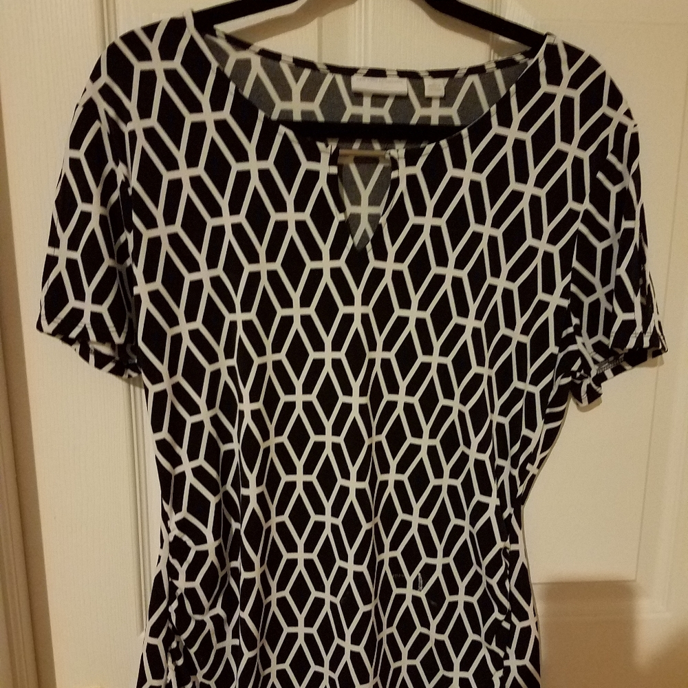 Navy blue blouse with Decorative neck line